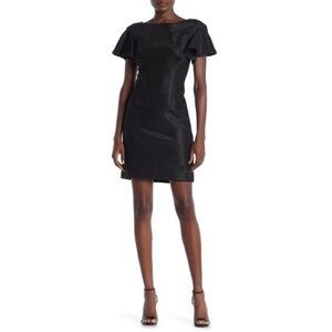 Trina Turk Barley Flutter-Sleeve Shimmer Dress